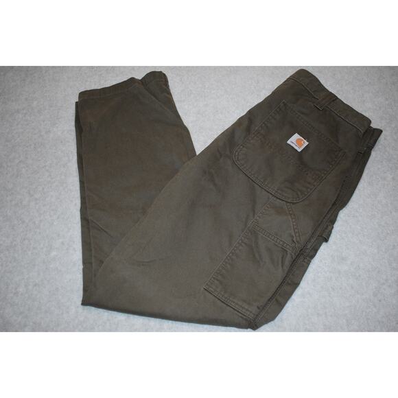 Carhartt Carpenter Work Pants Mens Size 36 x 32 Brown Flat Front Cotton - Picture 1 of 7